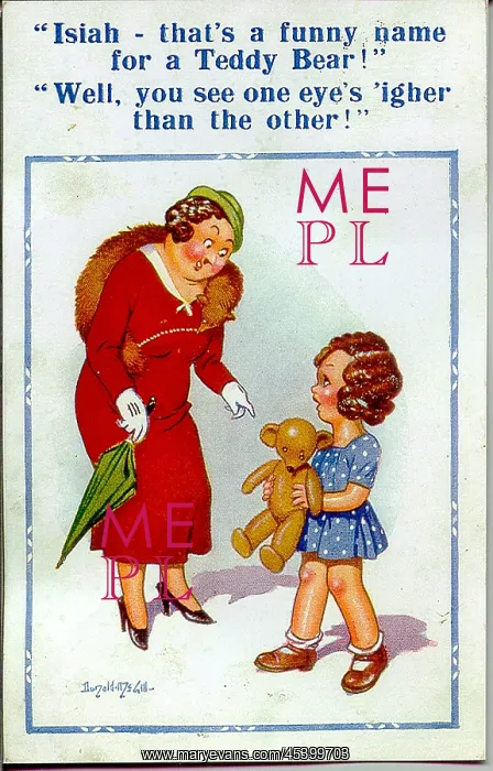 : Comic postcard, Little girl with teddy bear
