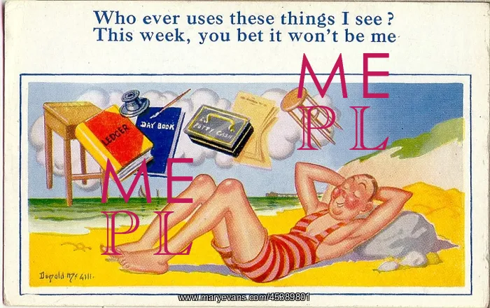 : Comic postcard, Man asleep on the beach : Comic postcard, Man asleep on the beach