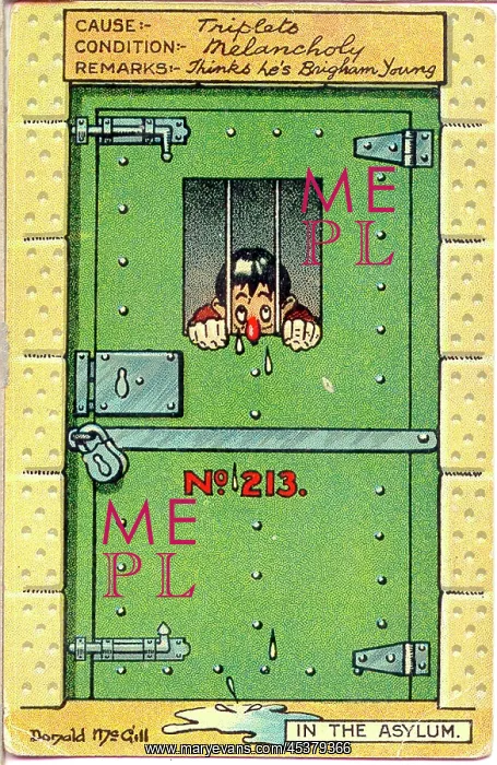 : Comic postcard, Man behind bars : Comic postcard, Man behind bars