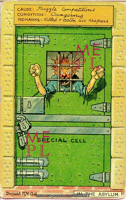 : Comic postcard, Man behind bars : Comic postcard, Man behind bars
