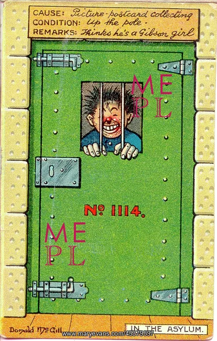 : Comic postcard, Man behind bars : Comic postcard, Man behind bars