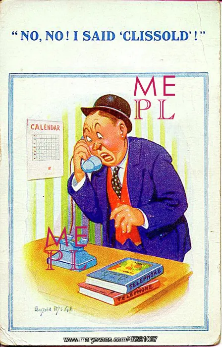 : Comic postcard, Man misheard on the phone : Comic postcard, Man misheard on the phone