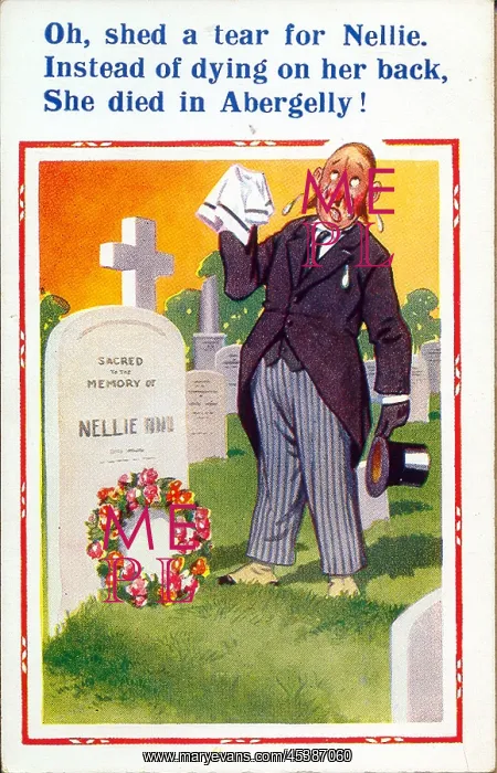 : Comic postcard, Man at Nellie's grave : Comic postcard, Man at Nellie's grave