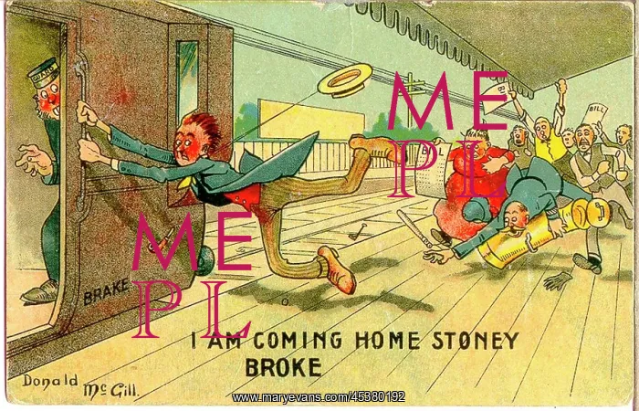: Comic postcard, Man racing for the train : Comic postcard, Man racing for the train