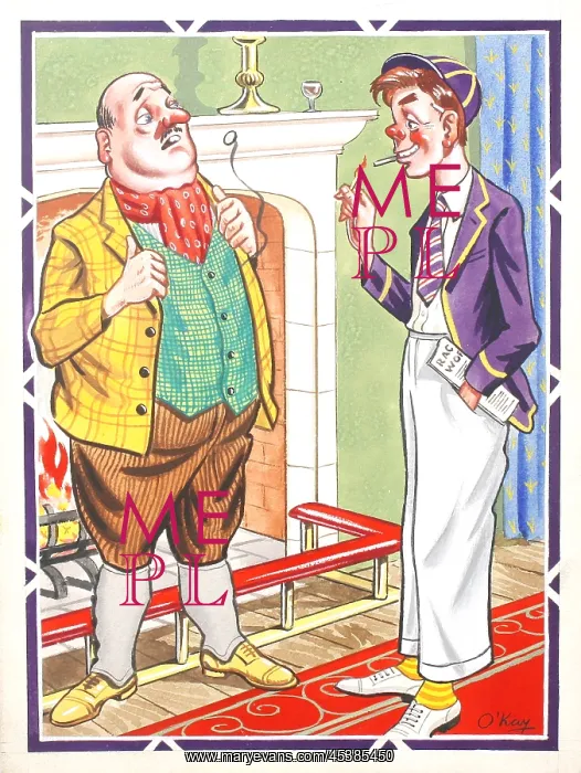 : Comic postcard, Man and schoolboy chatting : Comic postcard, Man and schoolboy chatting