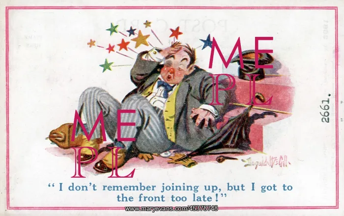 : Comic postcard, Man with sore head, WW1 : Comic postcard, Man with sore head, WW1