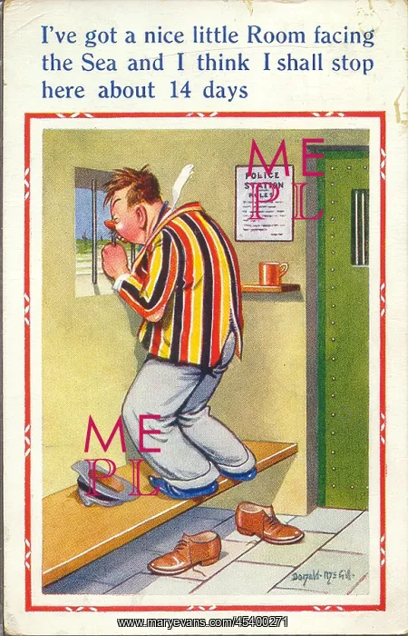 : Comic postcard, Man staying at the seaside : Comic postcard, Man staying at the seaside