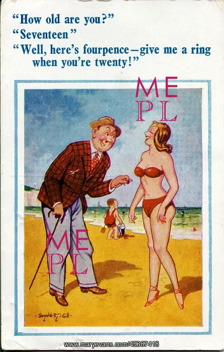  : Comic postcard, Man and woman on the beach