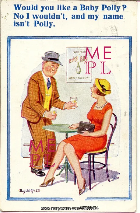: Comic postcard, Man and woman in a pub : Comic postcard, Man and woman in a pub