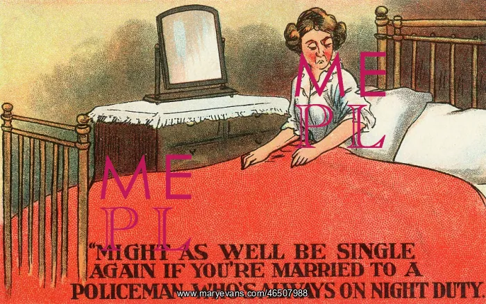 : Comic Postcard - Married to a Policeman on Night Duty : Comic Postcard - Married to a Policeman on Night Duty