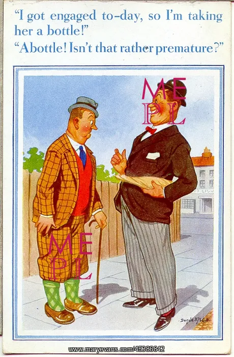 : Comic postcard, Men chat in the street : Comic postcard, Men chat in the street