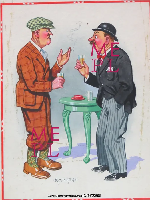 : Comic postcard, Two men drinking in a pub : Comic postcard, Two men drinking in a pub