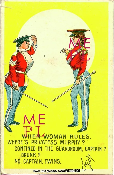 : Comic postcard, Two military women : Comic postcard, Two military women