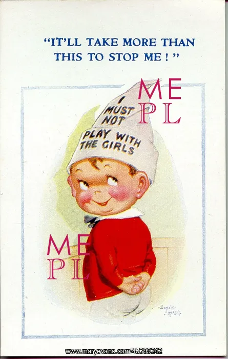  : Comic postcard, Naughty boy in dunce's cap