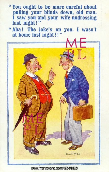 : Comic postcard, Two neighbours chatting : Comic postcard, Two neighbours chatting