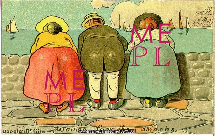 : Comic postcard, Three people at the seaside : Comic postcard, Three people at the seaside