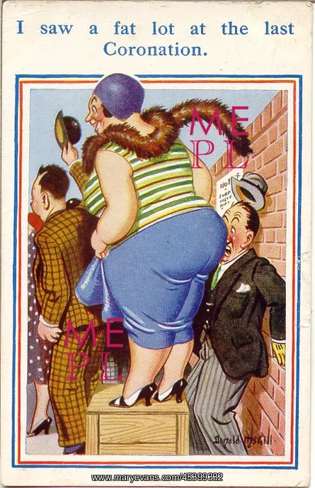 : Comic postcard, People watching Coronation : Comic postcard, People watching Coronation
