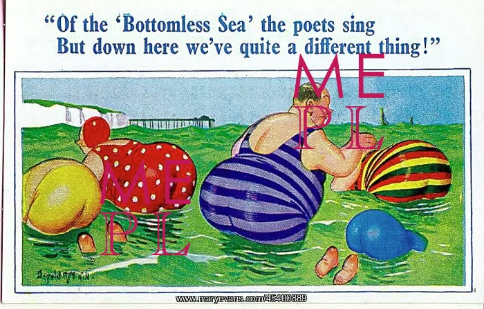 : Comic postcard, Plump holidaymakers in the sea : Comic postcard, Plump holidaymakers in the sea