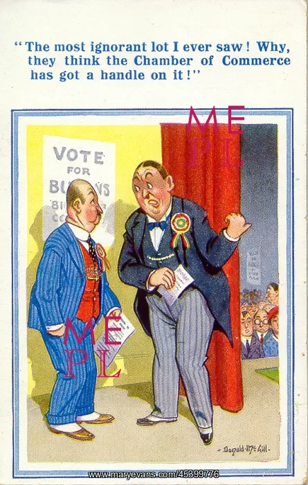 : Comic postcard, Two political candidates campaigning : Comic postcard, Two political candidates campaigning