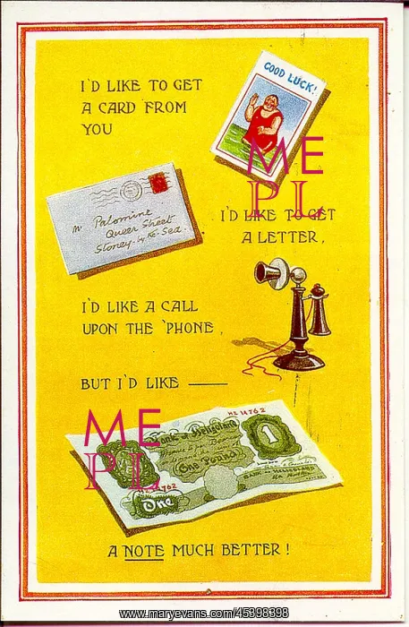 : Comic postcard, Postcard, letter, phone and money : Comic postcard, Postcard, letter, phone and money