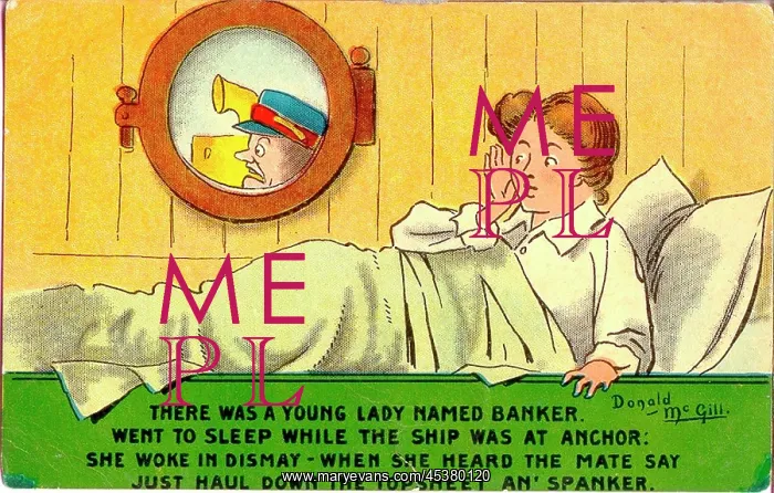 : Comic postcard, Pretty woman on board ship : Comic postcard, Pretty woman on board ship