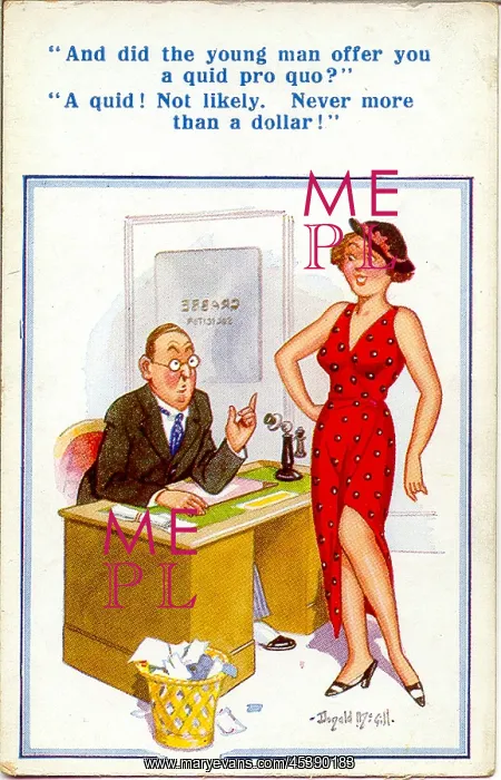 : Comic postcard, Pretty woman in solicitor's office : Comic postcard, Pretty woman in solicitor's office