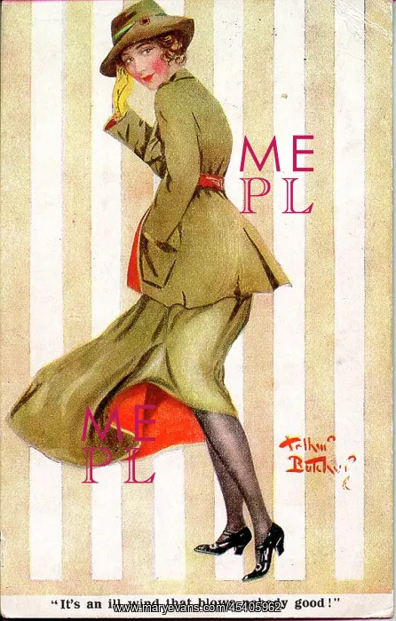 : Comic postcard, Pretty woman in uniform, WW1 : Comic postcard, Pretty woman in uniform, WW1