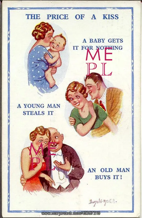 : Comic postcard, The Price of a Kiss : Comic postcard, The Price of a Kiss