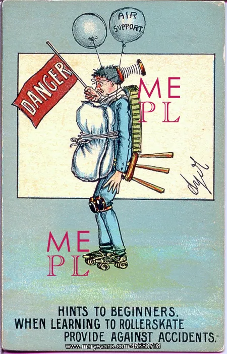 : Comic postcard, Protection for rollerskating : Comic postcard, Protection for rollerskating