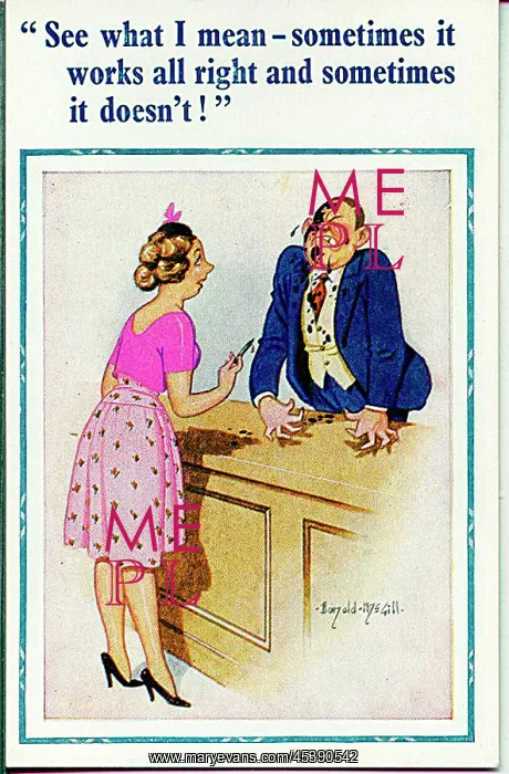 : Comic postcard, Returning faulty fountain pen : Comic postcard, Returning faulty fountain pen