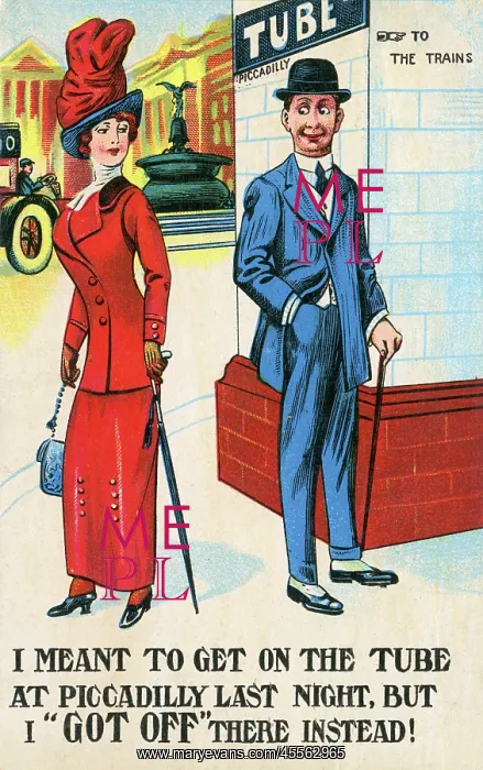 : Comic Postcard - Romance at Piccadilly Circus : Comic Postcard - Romance at Piccadilly Circus
