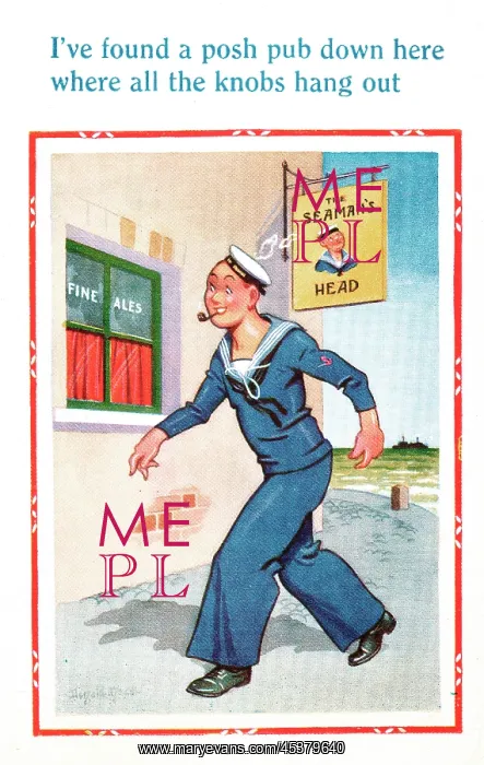 : Comic postcard, Sailor in the British Royal Navy, WW2 : Comic postcard, Sailor in the British Royal Navy, WW2