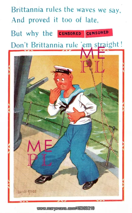 : Comic postcard, Sailor in the British Royal Navy, WW2 : Comic postcard, Sailor in the British Royal Navy, WW2