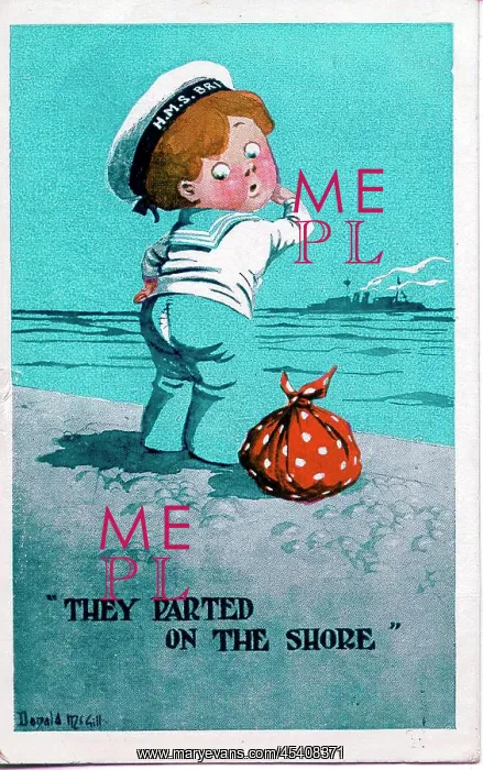 : Comic postcard, Sailor with split trousers, WW2 : Comic postcard, Sailor with split trousers, WW2