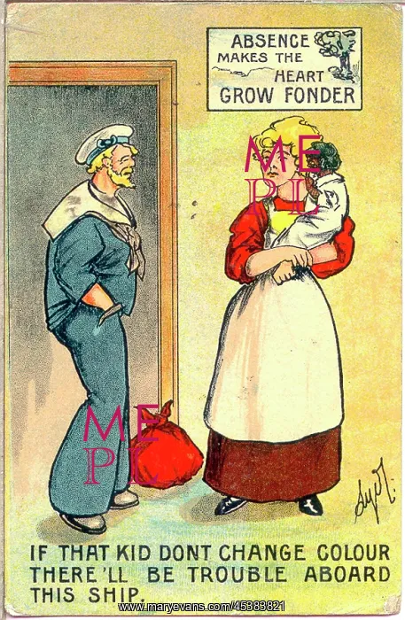 : Comic postcard, Sailor, wife and baby : Comic postcard, Sailor, wife and baby