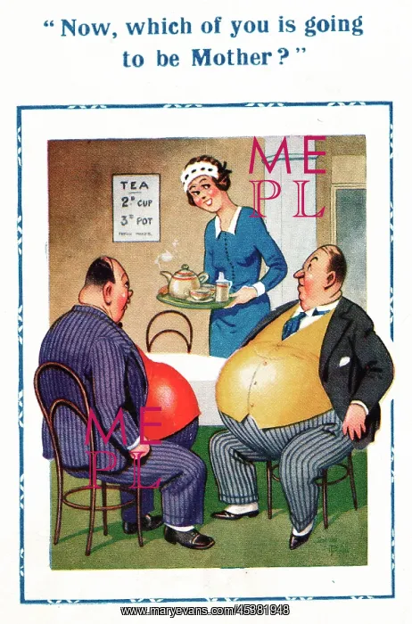  : Comic postcard, scene in a teashop
