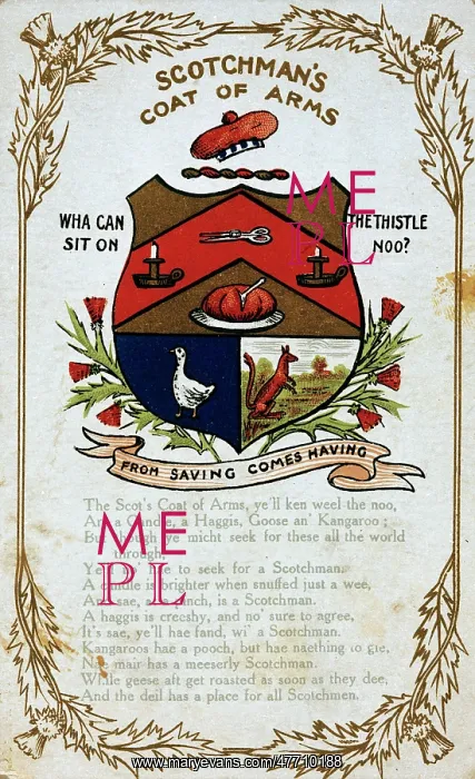 : Comic postcard, Scotchman's coat of arms : Comic postcard, Scotchman's coat of arms