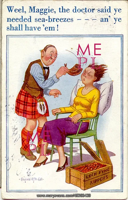 : Comic postcard, Scotsman providing sea breezes : Comic postcard, Scotsman providing sea breezes