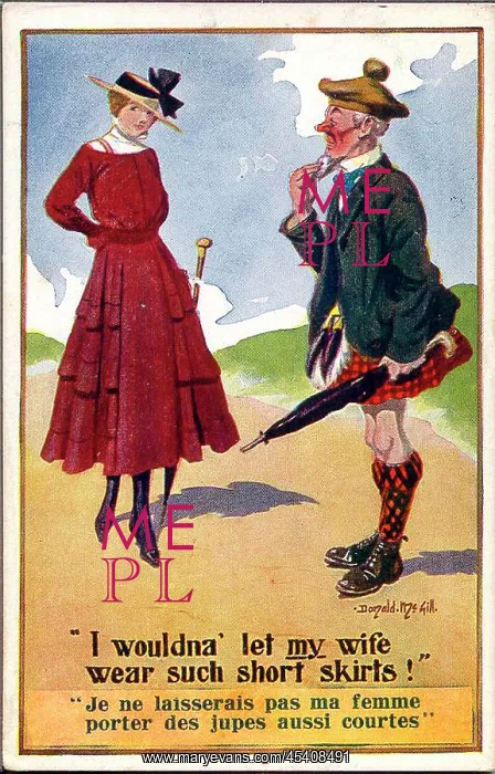 : Comic postcard, Scotsman and young woman : Comic postcard, Scotsman and young woman