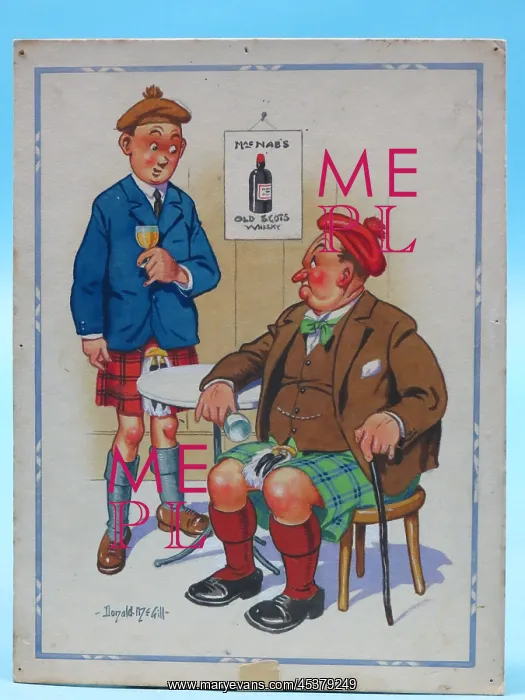 : Comic postcard, Two Scotsmen drinking in a pub : Comic postcard, Two Scotsmen drinking in a pub
