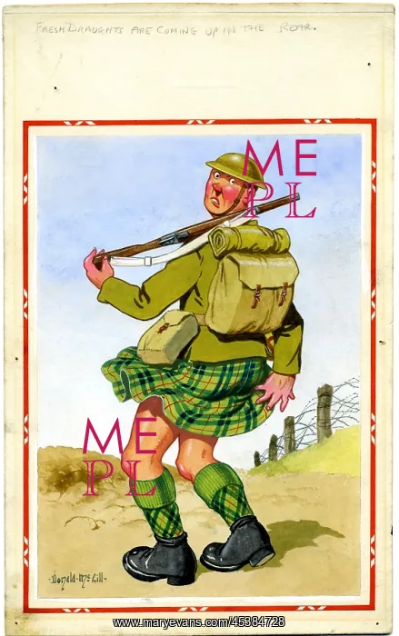  : Comic postcard, Scottish Soldier in the British Army, WW2