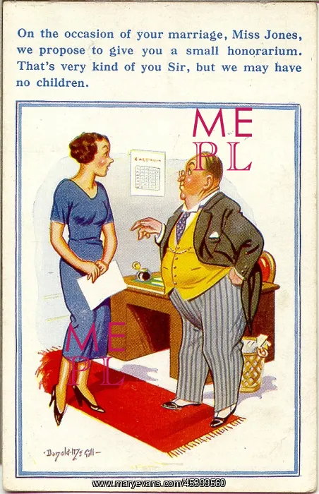 : Comic postcard, Secretary misunderstands boss : Comic postcard, Secretary misunderstands boss