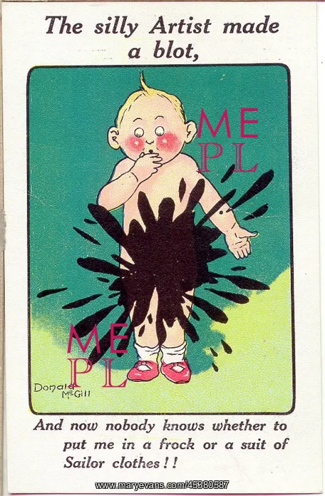 : Comic postcard, The silly artist made a blot : Comic postcard, The silly artist made a blot