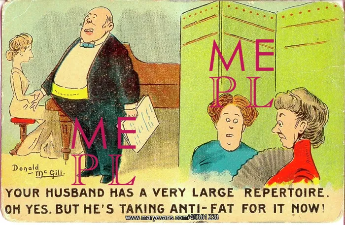 : Comic postcard, Singer with large repertoire : Comic postcard, Singer with large repertoire