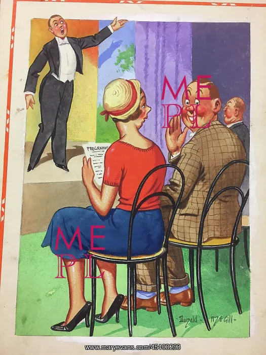 : Comic postcard, Singer on stage : Comic postcard, Singer on stage