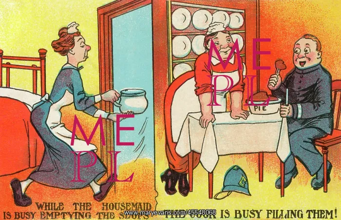 : Comic Postcard - Slops removed and served : Comic Postcard - Slops removed and served