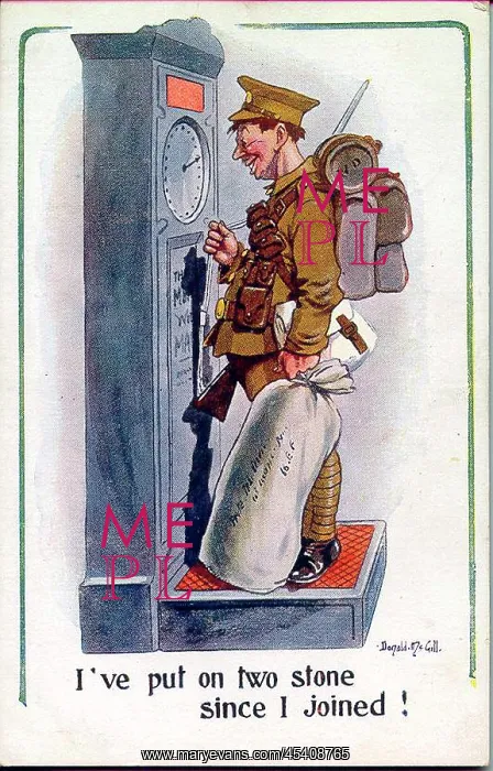 : Comic postcard, Soldier in the British Army, WW1 : Comic postcard, Soldier in the British Army, WW1