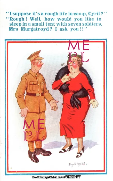 : Comic postcard, Soldier in the British Army, WW2 : Comic postcard, Soldier in the British Army, WW2
