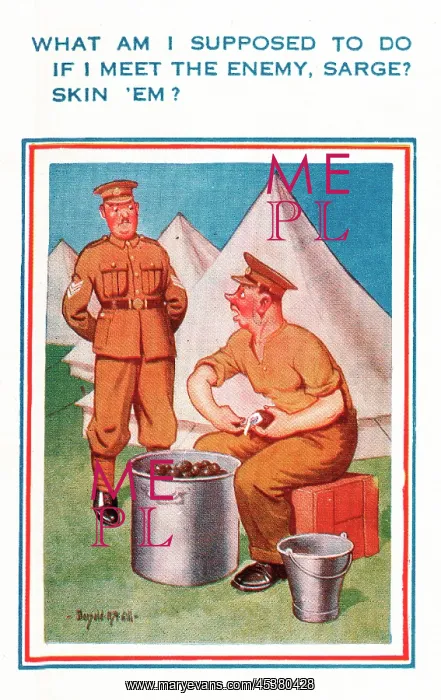 : Comic postcard, Soldier in the British Army, WW2 : Comic postcard, Soldier in the British Army, WW2