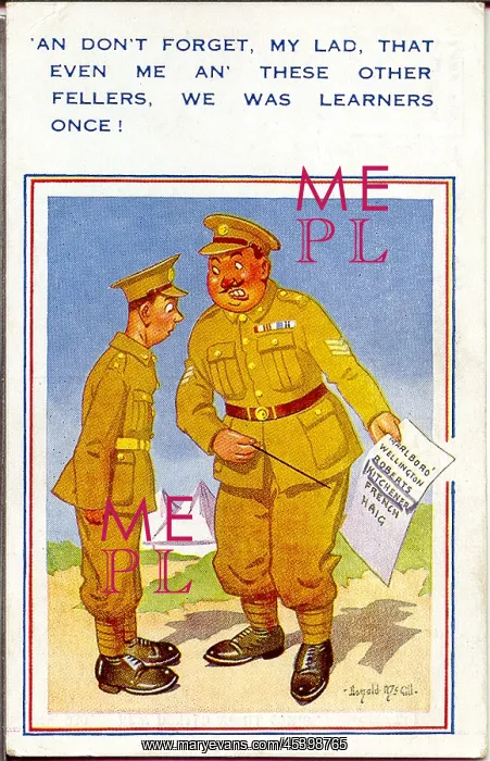 : Comic postcard, Soldiers in the British Army, WW2 : Comic postcard, Soldiers in the British Army, WW2